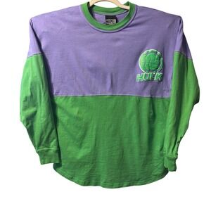 Marvel The Incredible Hulk Spirit Jersey Long Sleeve Shirt Women's Green Glitter